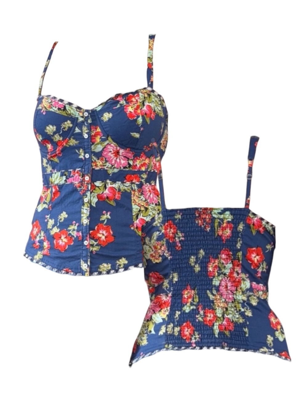 Floral Navy Bustier Corset Top